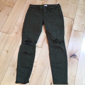 Sneak Peek Distressed Skinny Olive Jeans